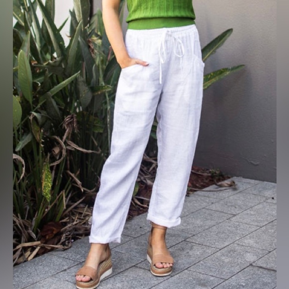 Stylus 100% Linen White Pants size XL like new